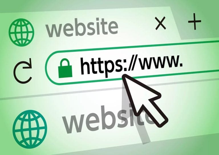Barra del navegador mostrando https y un candado, que simboliza una conexión web segura protegida por un certificado SSL.